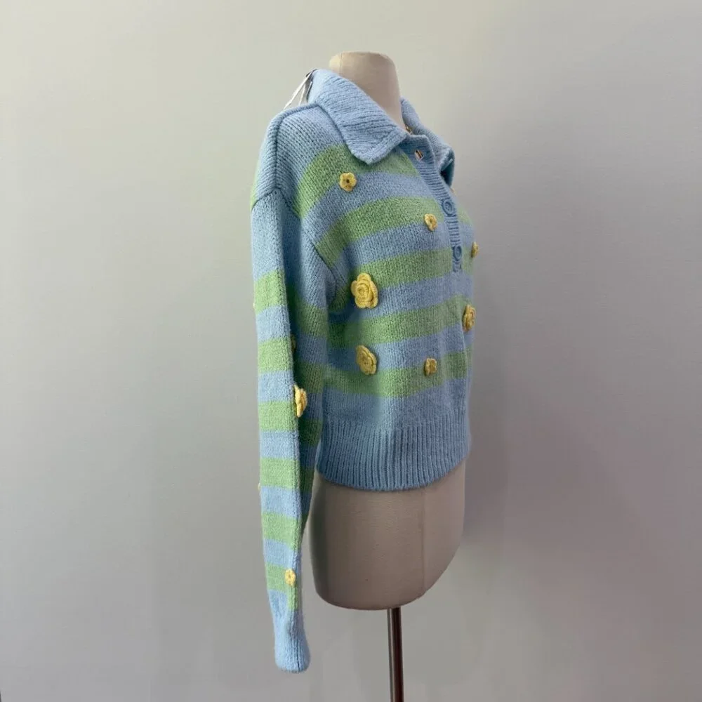 Zara Bloomstripe Sweater NWT Size Medium - Picture 5 of 7